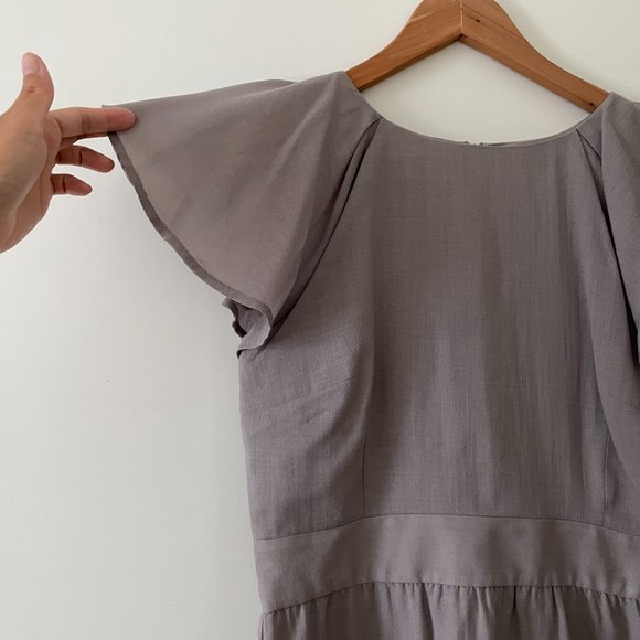 Tocca Light Wool Midi Dress with Flutter Sleeves - Picture 2 of 10